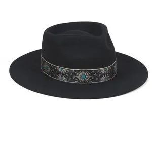 LACK OF COLOR The Phoenix Vintage Ribbon Black Wool Western Fedora Hat Lack of Color The Phoenix Ribbon Band Fedora Black Hat Size  main image 2